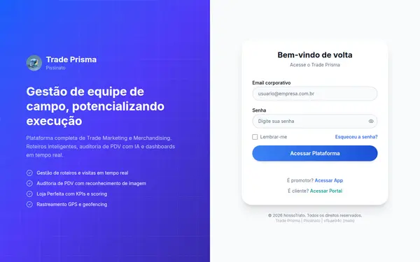 Screenshot da tela do Trade Prisma